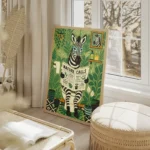 poster zebre toilettes salon beige.webp