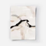affiche abstraite aux lignes courbes noires et tons beiges marron et rose clair .webp