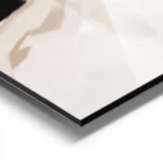 affiche abstraite aux lignes courbes noires et tons beiges marron et rose clair aluminium.webp