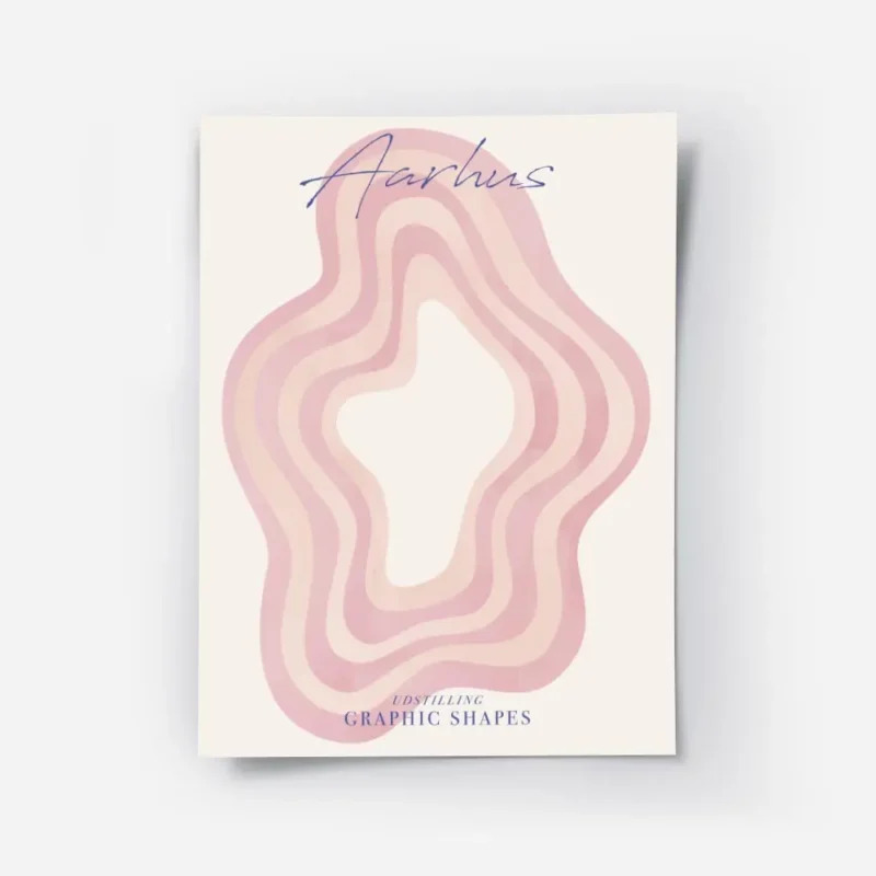 affiche abstraite aux lignes ondulees roses et beiges sur fond clair avec le tex.webp