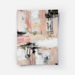 affiche abstraite aux teintes rose beige blanc et noir avec des touches dorees t.webp