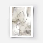affiche abstraite aux tons gris beige avec des lignes noires et blanches et des .webp