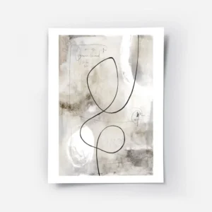 affiche abstraite aux tons gris beige avec des lignes noires et blanches et des .webp