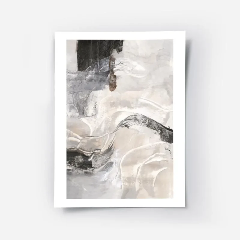 affiche abstraite aux tons gris beige noir et marron avec un motif de couleur to.webp