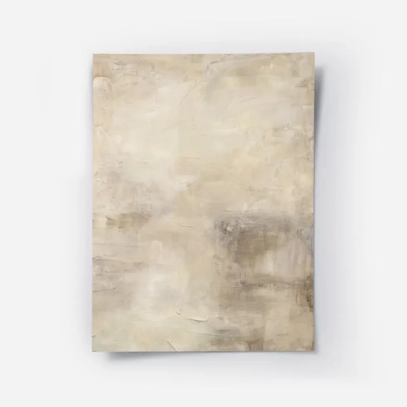 affiche abstraite aux tons neutres beige marron et creme avec des textures de co.webp
