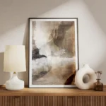 affiche abstraite aux traits de pinceau melanges meuble.webp