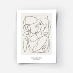 affiche abstraite avec des figures humaines stylisees en une seule ligne noire c.webp