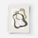 affiche abstraite avec des formes organiques irregulieres en vert beige et blanc.webp
