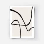 affiche abstraite avec des lignes noires epaisses sur un carre beige clair fond .webp