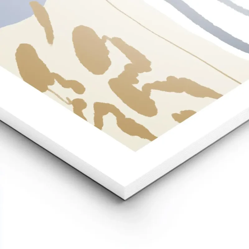 affiche abstraite avec des rayures bleues formes et lignes en marron blanc noir lightpanel.webp