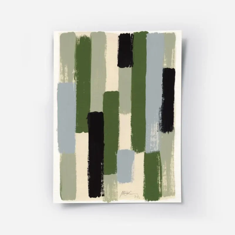 affiche abstraite avec des taches de peinture verticales de differentes couleurs.webp