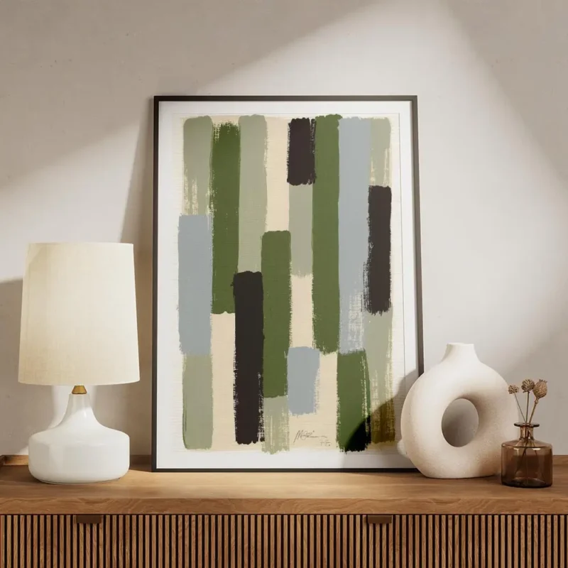 affiche abstraite avec des taches de peinture verticales de differentes couleurs meuble.webp