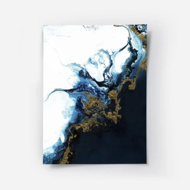affiche abstraite avec des tourbillons bleus blancs et dores creant une impressi.webp