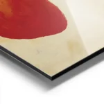 affiche abstraite avec deux formes organiques brossees une orange et rouge lautr aluminium.webp