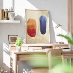 affiche abstraite avec deux formes organiques brossees une orange et rouge lautr bureau.webp