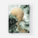 affiche abstraite avec un cercle dore sur fond vert emeraude effet aquarelle et .webp