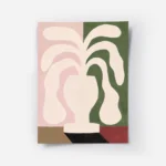 affiche abstraite avec une plante aux formes fluides dans un vase aux couleurs r.webp