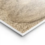 affiche abstraite beige avec des formes organiques texturees sur un fond tricote lightpanel.webp