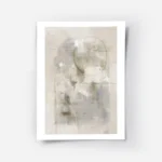 affiche abstraite beige avec des lignes noires blanches et des taches bleues.webp