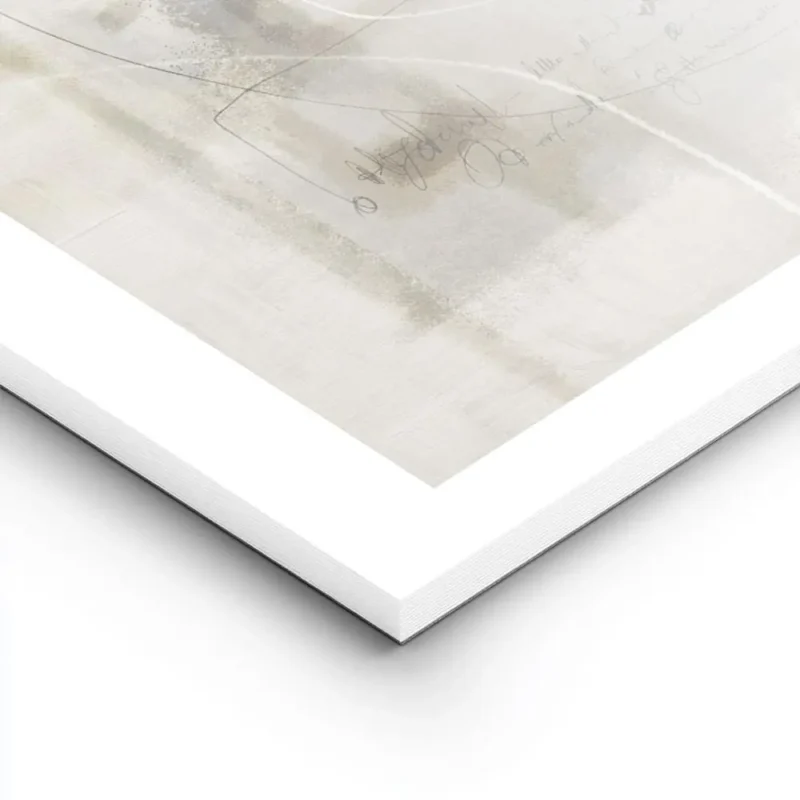 affiche abstraite beige avec des lignes noires blanches et des taches bleues lightpanel.webp