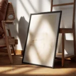 affiche abstraite beige avec motif texture peinte a la main encadre.webp