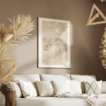affiche abstraite beige avec motif texture peinte a la main salon.webp