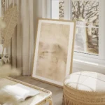 affiche abstraite beige avec motif texture peinte a la main salon beige.webp