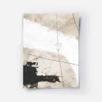 affiche abstraite beige et blanc avec des formes organiques des touches de noir .webp