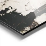 affiche abstraite beige et blanc avec des formes organiques des touches de noir aluminium.webp