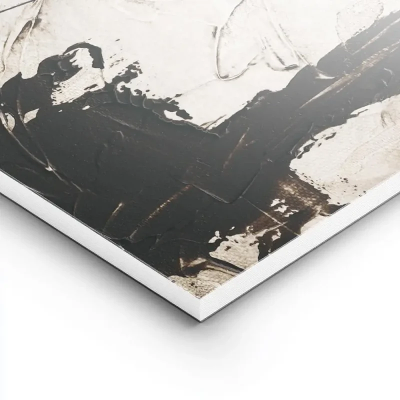 affiche abstraite beige et blanc avec des formes organiques des touches de noir lightpanel.webp