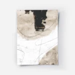 affiche abstraite beige et blanc avec des formes organiques et des lignes noires.webp