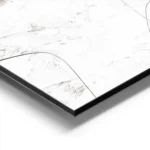 affiche abstraite beige et blanc avec des formes organiques et des lignes noires aluminium.webp