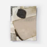 affiche abstraite beige et blanc avec une forme noire texturee et des lignes geo.webp