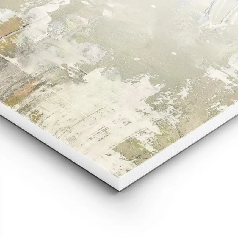 affiche abstraite brute avec des coups de pinceau en relief tons beige vert et o lightpanel.webp