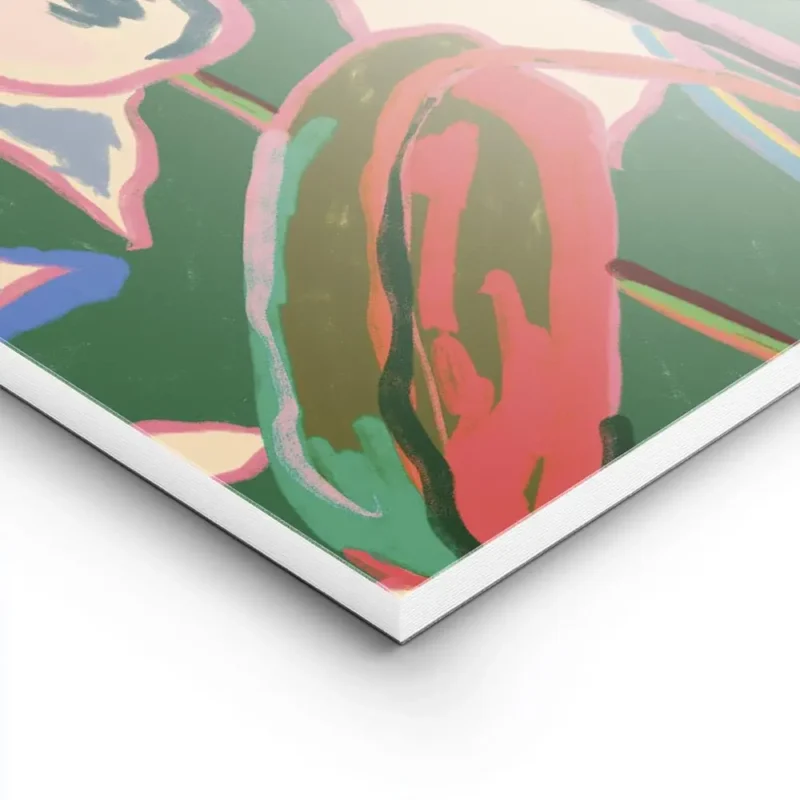 affiche abstraite coloree representant des plantes et des fleurs tropicales sur lightpanel.webp