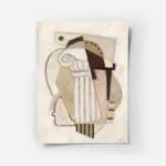 affiche abstraite cubiste aux formes geometriques beige blanc casse et marron ev.webp