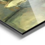 affiche abstraite de couleurs vertes et jaunes avec des formes organiques et des aluminium.webp