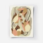 affiche abstraite de fleurs aux formes organiques tons pastel de rose beige et m.webp