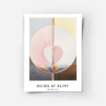 affiche abstraite de hilma af klint avec un c ur rose des cercles et des spirale.webp