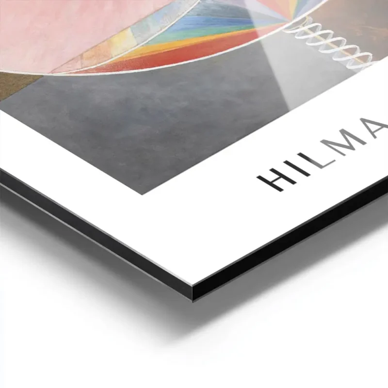 affiche abstraite de hilma af klint avec un c ur rose des cercles et des spirale aluminium.webp
