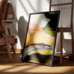 affiche abstraite de leigh viner avec des formes organiques et des touches de co encadre.webp