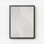 affiche abstraite de lignes ondulees en relief couleur gris beige texture modern avec cadre.webp