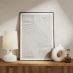 affiche abstraite de lignes ondulees en relief couleur gris beige texture modern meuble.webp