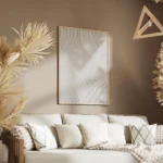 affiche abstraite de lignes ondulees en relief couleur gris beige texture modern salon.webp