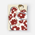 affiche abstraite dune personne aux formes arrondies et aux motifs de fleurs rou.webp