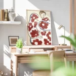 affiche abstraite dune personne aux formes arrondies et aux motifs de fleurs rou bureau.webp