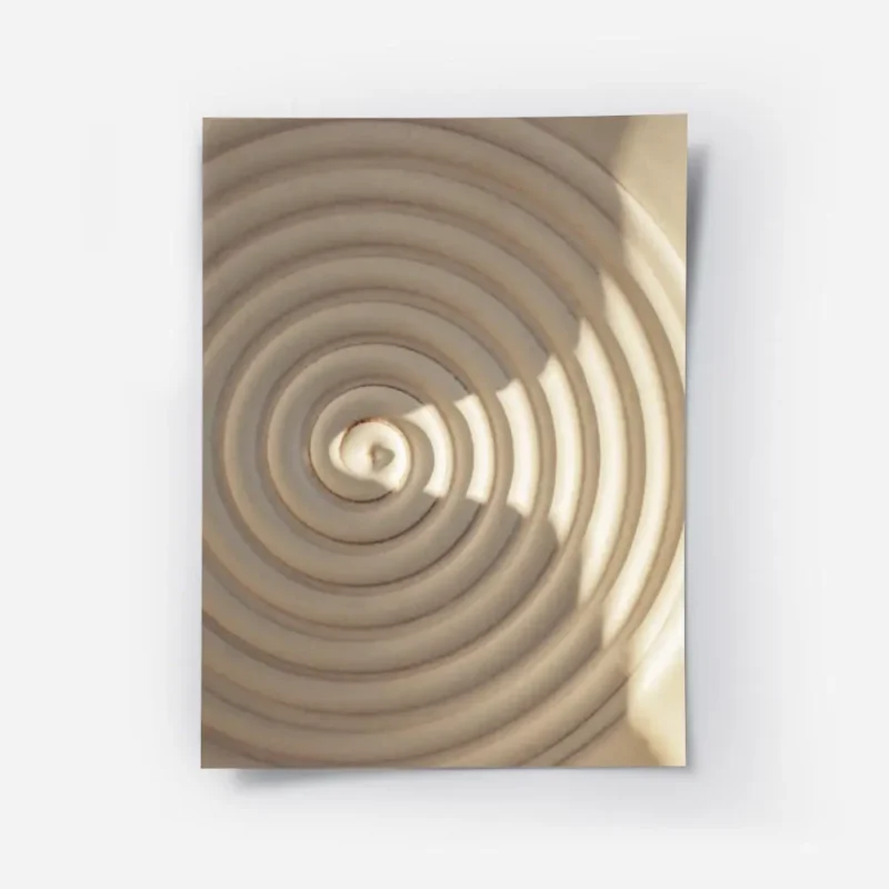 affiche abstraite dune spirale beige avec des ombres marquees creant un effet de.webp