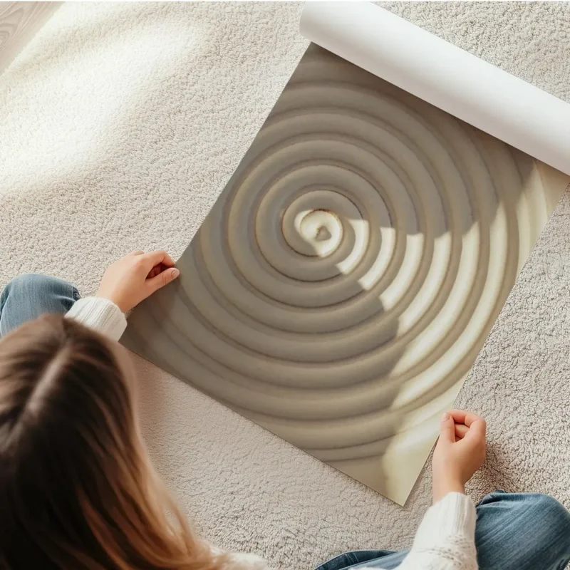affiche abstraite dune spirale beige avec des ombres marquees creant un effet de en rouleau.webp