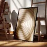 affiche abstraite dune spirale beige avec des ombres marquees creant un effet de encadre.webp