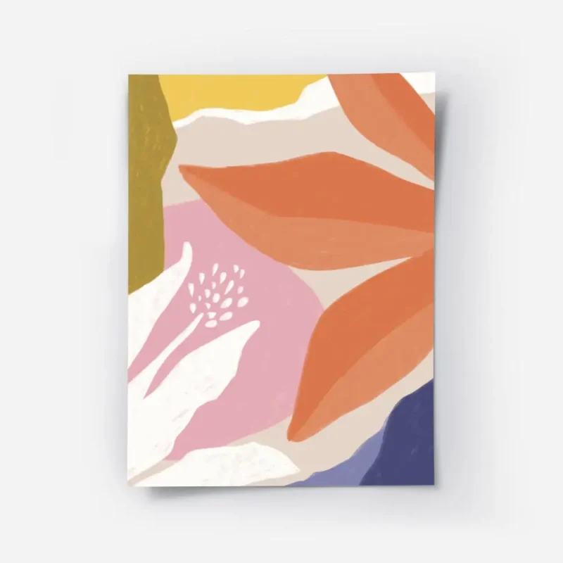 affiche abstraite et coloree de fleurs graphiques aux couleurs vives.webp